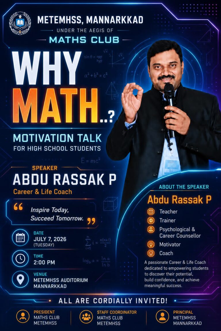 Motivational talk titled “Why Math?-Maths Club PIONEER