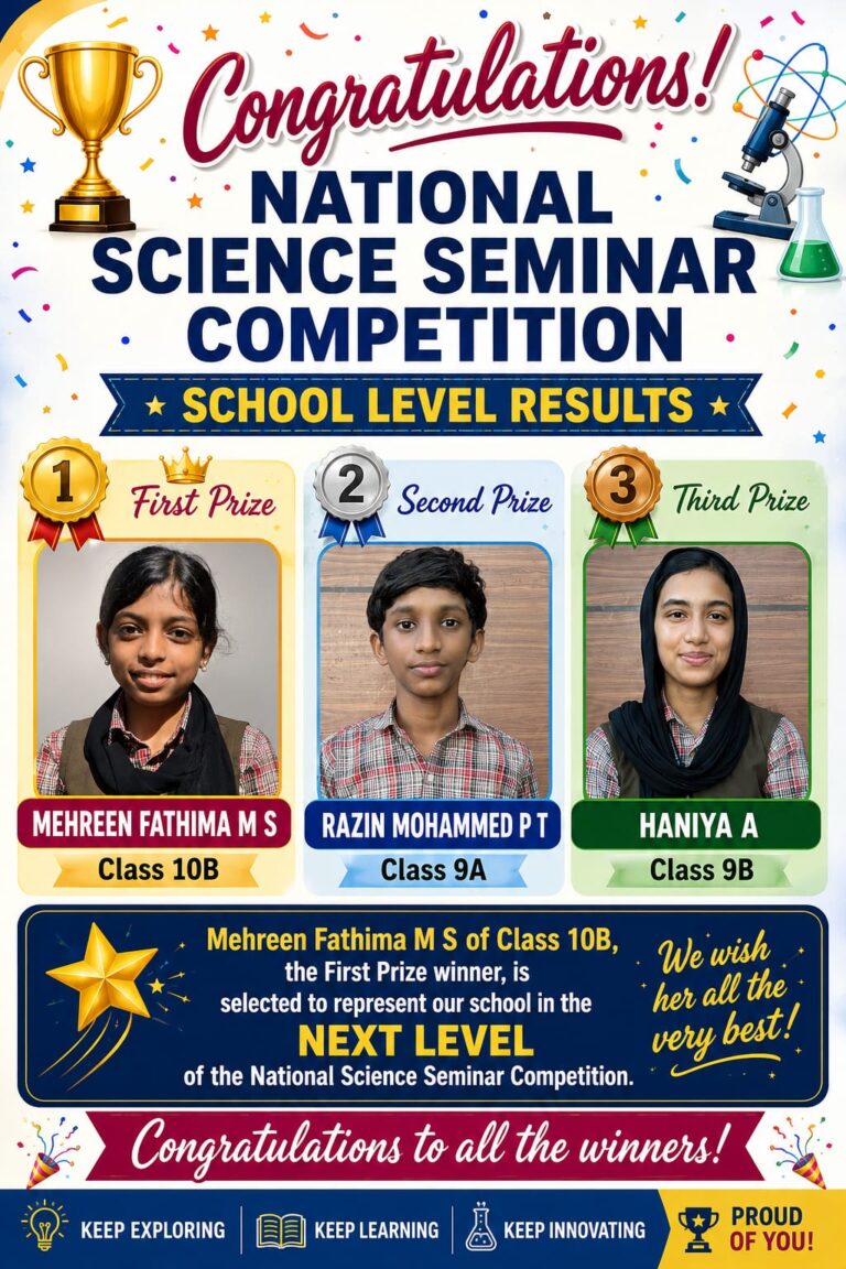 National Science Seminar Competition – School Level Results-Science Club SCIENTIA