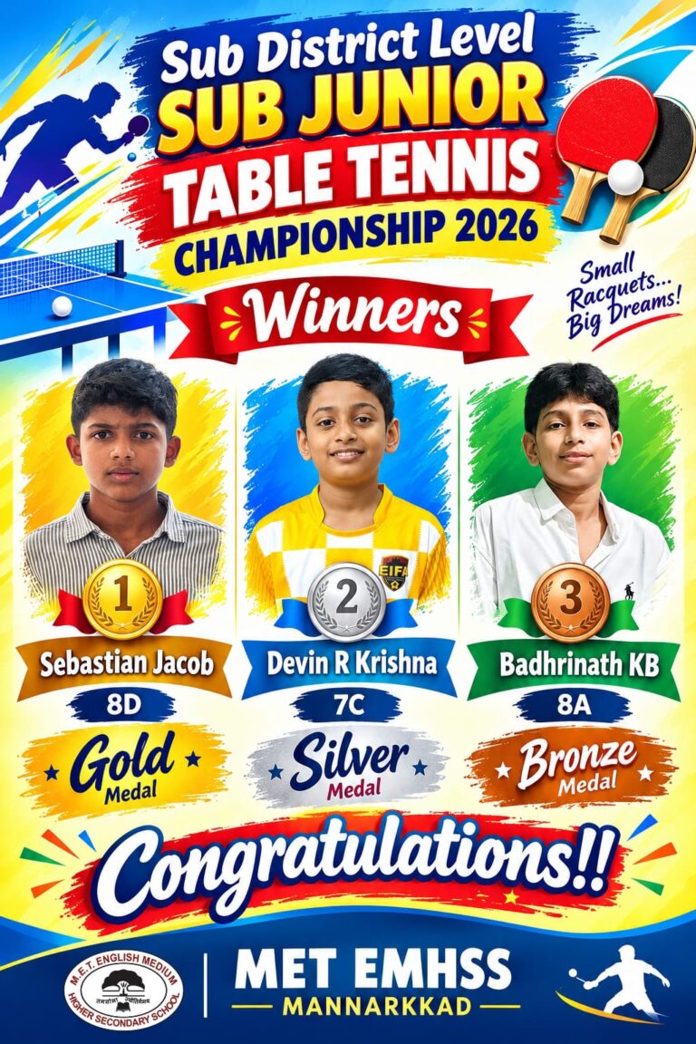 MET EMHSS MANNARKKAD SHINES AT SUB-DISTRICT TABLE TENNIS CHAMPIONSHIP 2026!-SPORTS CLUB