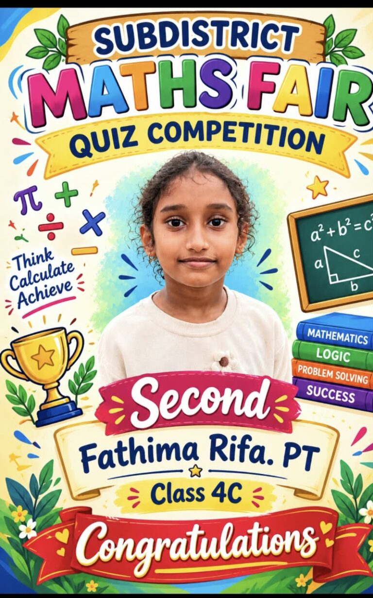 Proud Achievement at the Subdistrict Maths Fair – Quiz Competition-Maths Club PIONEER